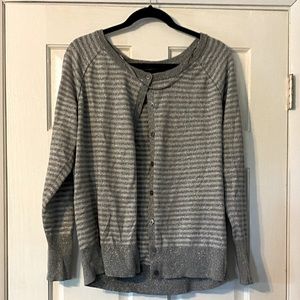 Gray metallic stripe cardigan